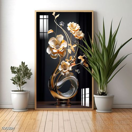 Tranh bình hoa đẹp trang trí tường