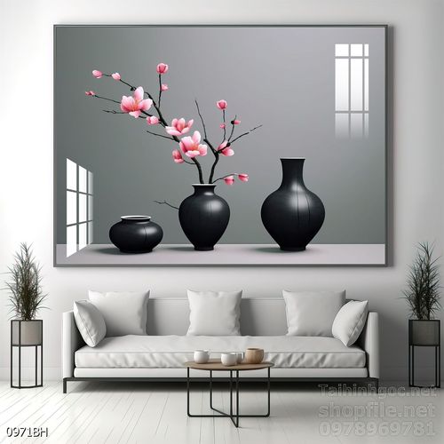Mẫu tranh bình hoa sang trọng đẹp độc đáo