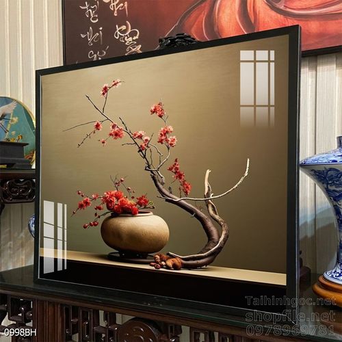 Mẫu tranh bình hoa nghệ thuật decor tường 