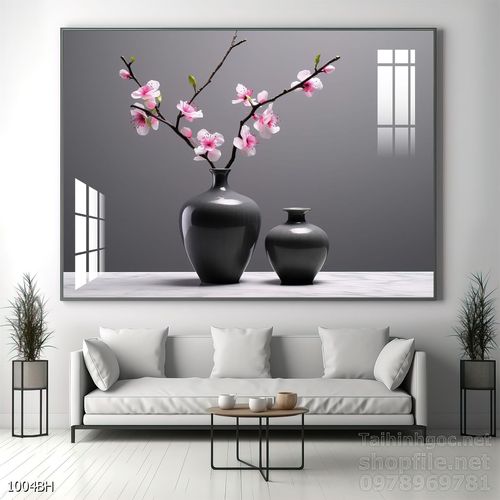 Mẫu tranh bình hoa nghệ thuật decor trang trí tường