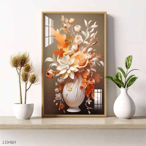 Mẫu tranh bình hoa nghệ thuật decor tường 
