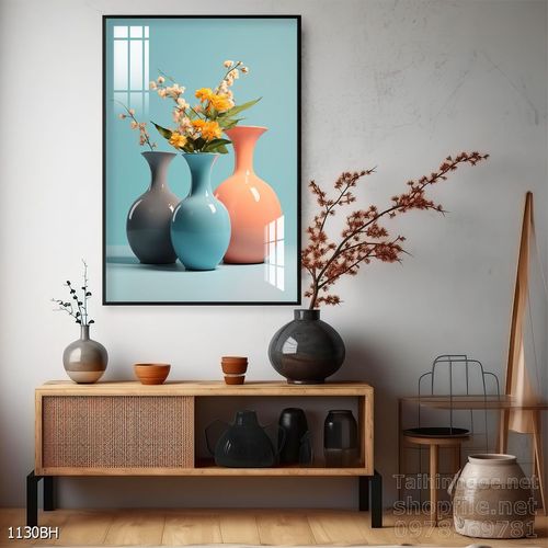 Mẫu tranh bình hoa nghệ thuật decor trang trí tường