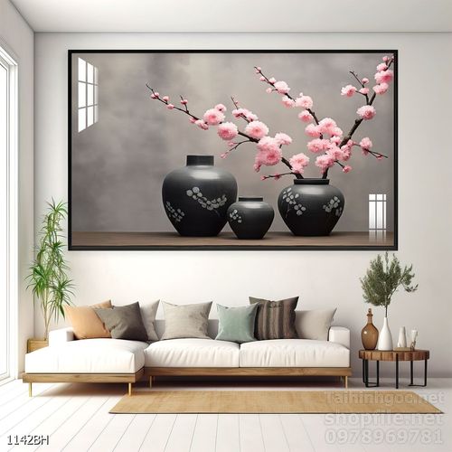 Mẫu tranh bình hoa nghệ thuật decor tường 