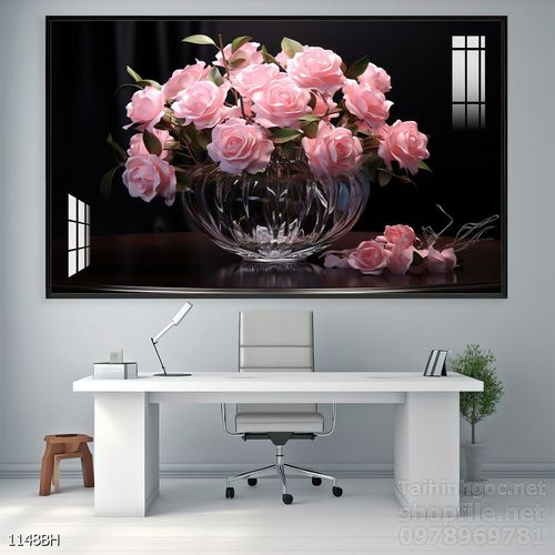 Mẫu tranh bình hoa nghệ thuật decor trang trí tường