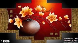Tranh bình hoa trang trí phòng khách hiện đại