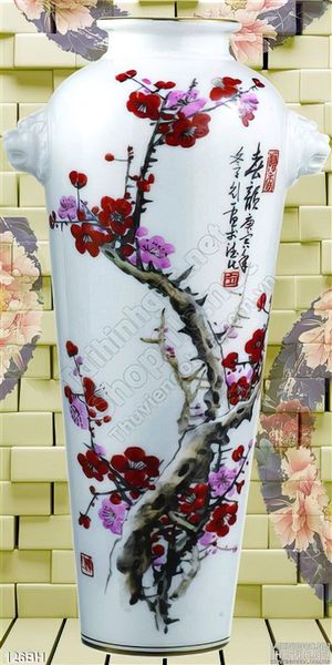 Tranh bình hoa đào đẹp độc đáo
