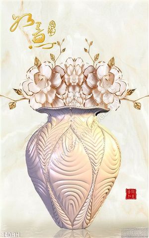 Tranh bình hoa giả ngọc nghệ thuật wall decor