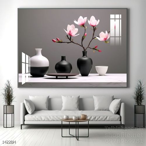 Tranh bình hoa đẹp decor trang trí tường