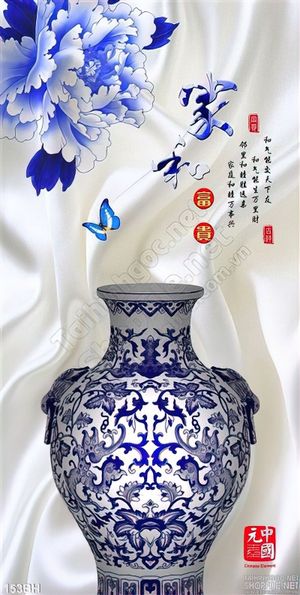 Tranh chậu hoa gốm sứ cổ 3d in gạch