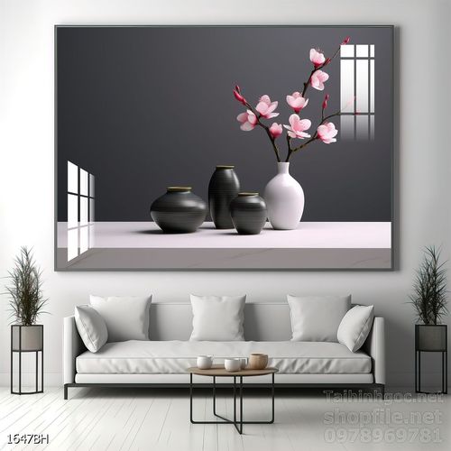 Mẫu tranh bình hoa nghệ thuật decor tường 