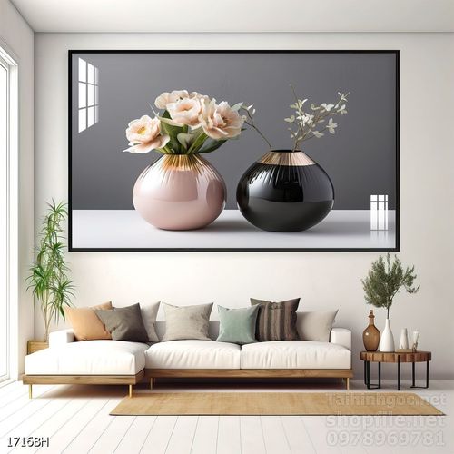 File tranh bình hoa đẹp decor tường nhà trang trí