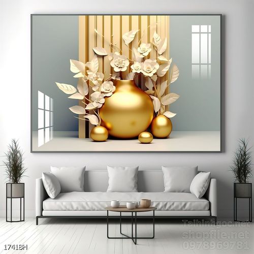 Mẫu tranh bình hoa nghệ thuật decor tường 