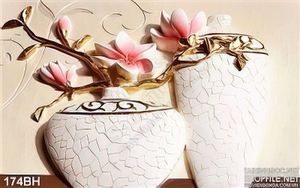 Tranh bình hoa phù điêu gốm sứ