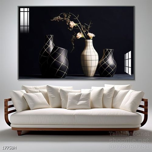 Mẫu tranh bình hoa nghệ thuật decor tường 