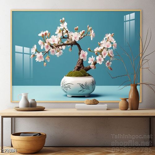 Tranh bình hoa độc đáo trang trí phòng khách 