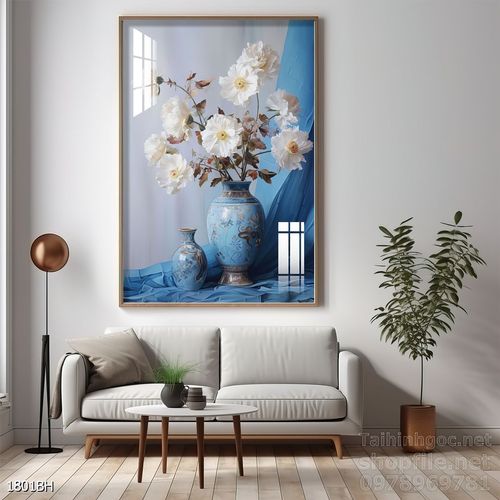 Tranh bình hoa độc đáo trang trí phòng khách 