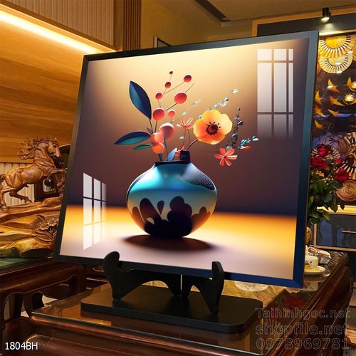 Mẫu tranh bình hoa trang trí tường đẹp tinh tế