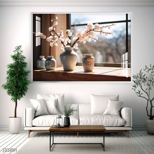 Mẫu tranh bình hoa nghệ thuật decor tường 