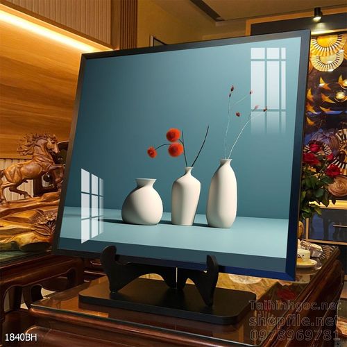 Tranh bình hoa độc đáo trang trí phòng khách 