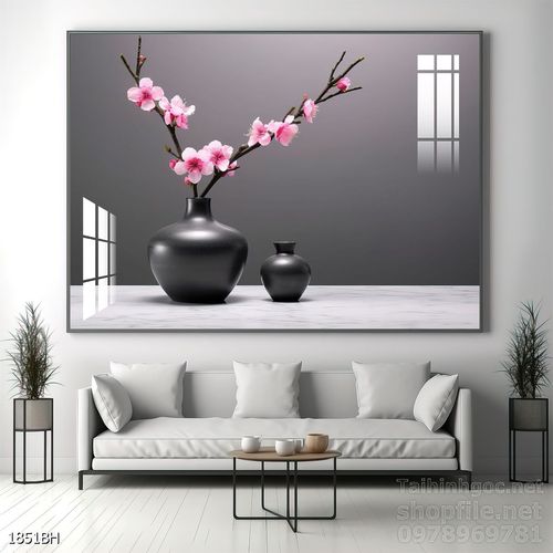 Mẫu tranh bình hoa sang trọng đẹp độc đáo