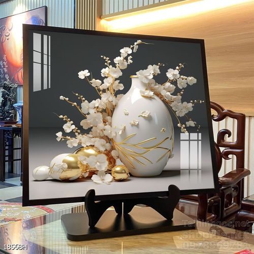 File tranh bình hoa đẹp decor tường nhà trang trí