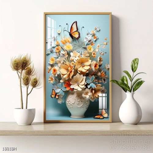 Mẫu tranh bình hoa nghệ thuật decor tường 