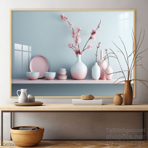 Tranh bình hoa độc đáo trang trí phòng khách 