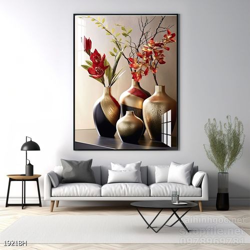 Mẫu tranh bình hoa nghệ thuật decor tường 