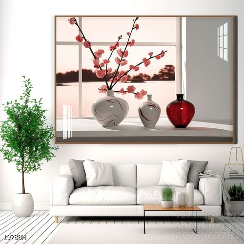 Mẫu tranh bình hoa nghệ thuật decor tường 