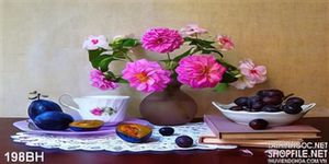 Tranh bình hoa hoa dầu nghệ thuật 3d đẹp