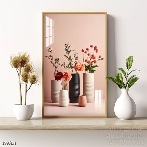 Mẫu tranh bình hoa nghệ thuật decor tường 