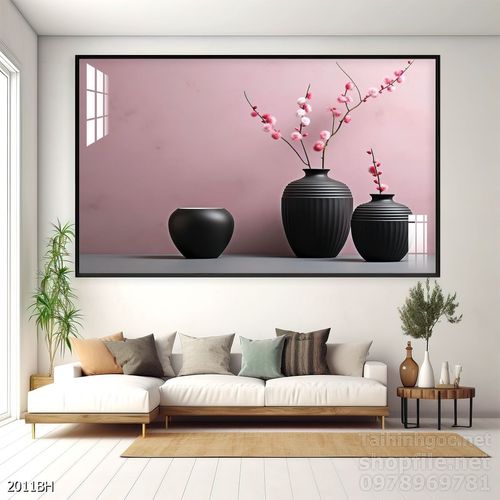 Mẫu tranh bình hoa nghệ thuật decor tường 