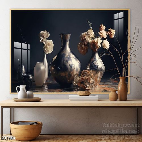 Tranh bình hoa độc đáo trang trí phòng khách 