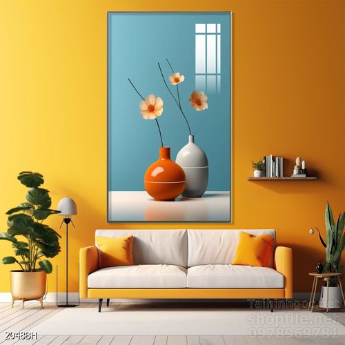 Mẫu tranh bình hoa nghệ thuật decor tường 
