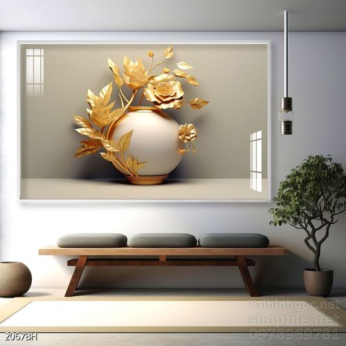 Mẫu tranh bình hoa nghệ thuật decor tường 