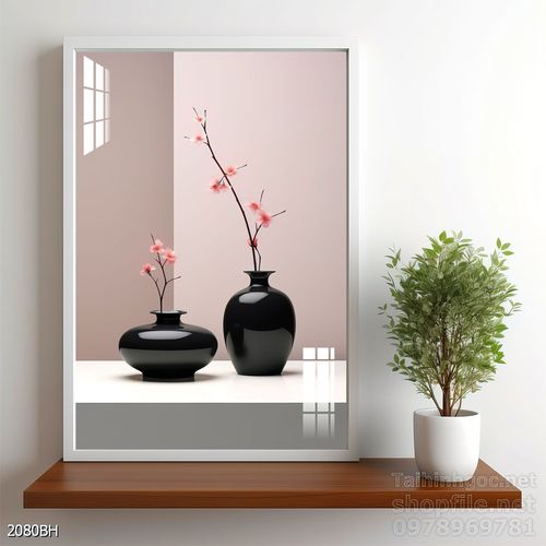File tranh bình hoa đẹp decor tường nhà trang trí