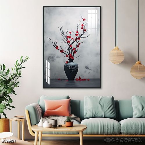 Tranh bình hoa hiện đại treo tường sang trọng ý nghĩa