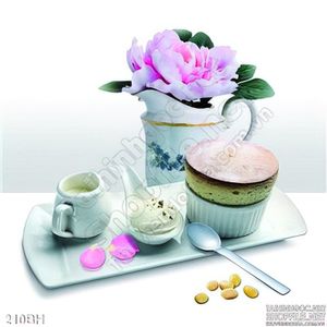 Tranh chậu hoa điểm tâm sáng