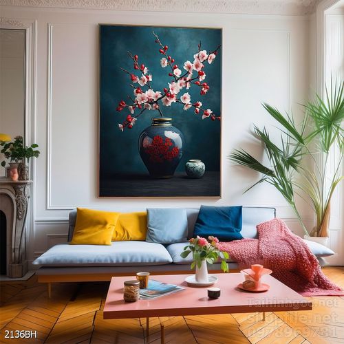 Mẫu tranh bình hoa nghệ thuật decor tường 