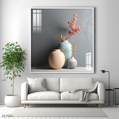 Tranh bình hoa độc đáo trang trí phòng khách 