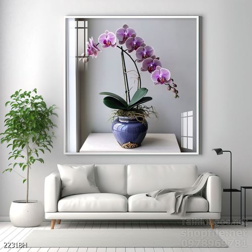 Tranh bình hoa độc đáo trang trí phòng khách 