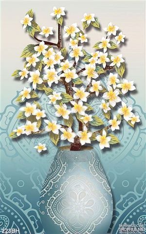 Tranh bình hoa nghệ thuật bông hoa nhỏ