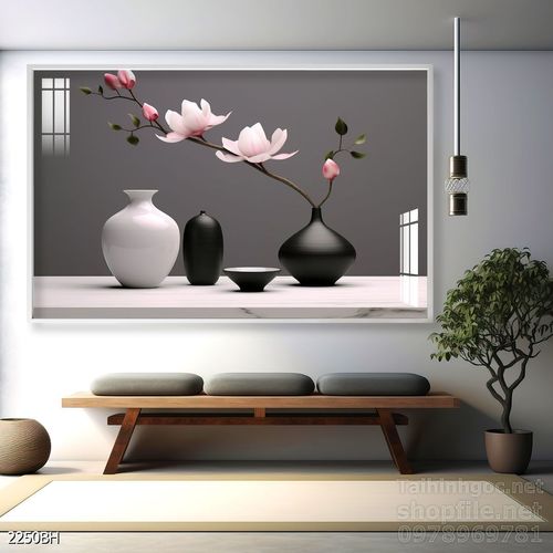 Tranh bình hoa độc đáo trang trí phòng khách 