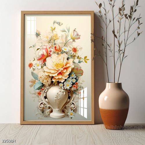 Mẫu tranh bình hoa nghệ thuật decor tường 