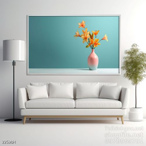 Mẫu tranh bình hoa đẹp hiện đại trang trí tường nhà