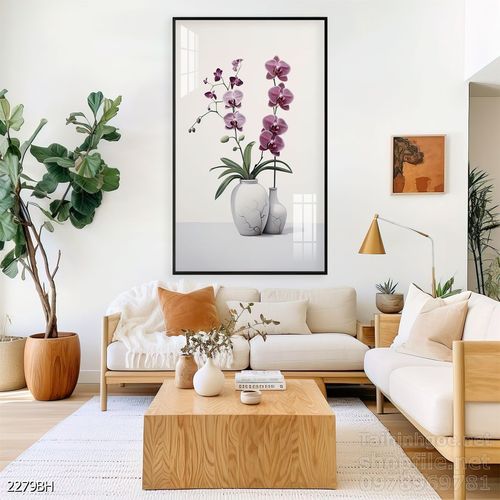 Mẫu tranh bình hoa nghệ thuật decor tường 