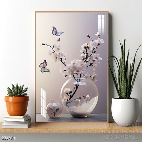 Tranh bình hoa độc đáo trang trí phòng khách 