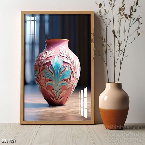 Mẫu tranh bình hoa nghệ thuật decor tường 