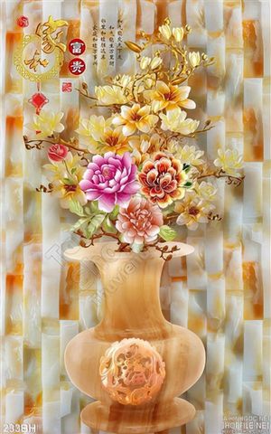 Tranh bình hoa giả ngọc phú quý