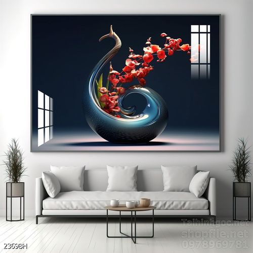 Mẫu tranh bình hoa nghệ thuật decor tường 